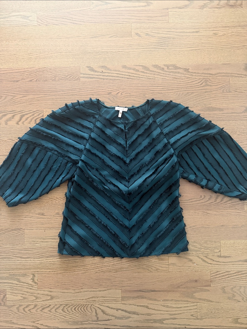 Rebecca Taylor Forest green Chevron-Textured Blouse